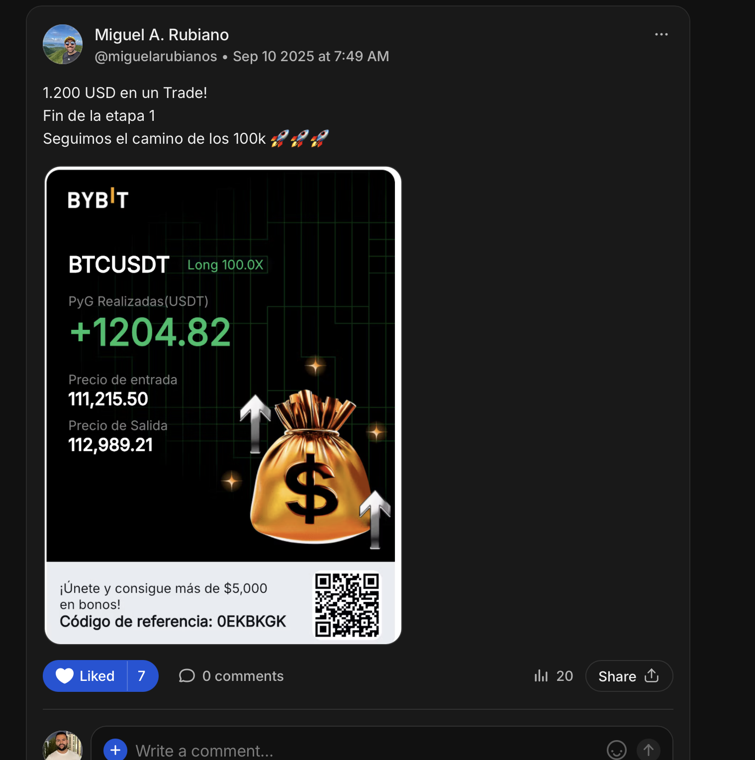 Captura de resultados de trading reales mostrados por la comunidad Profit Engine